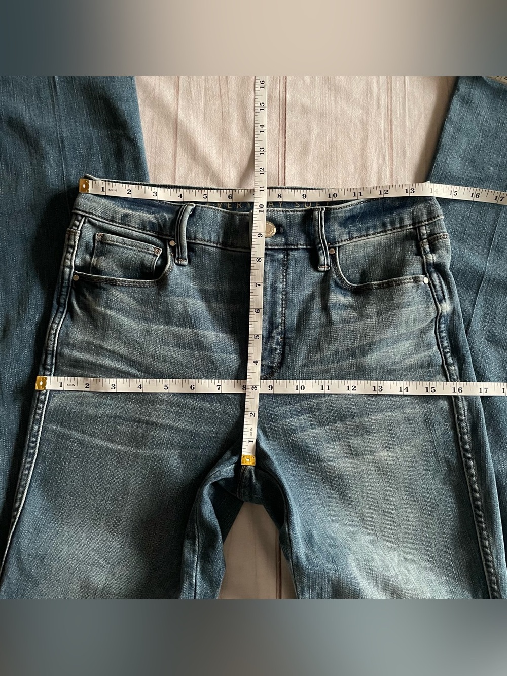 White House Black Market Everyday Soft Skinny Flare Jeans Womens 4L Blue Stretch - Picture 9 of 13